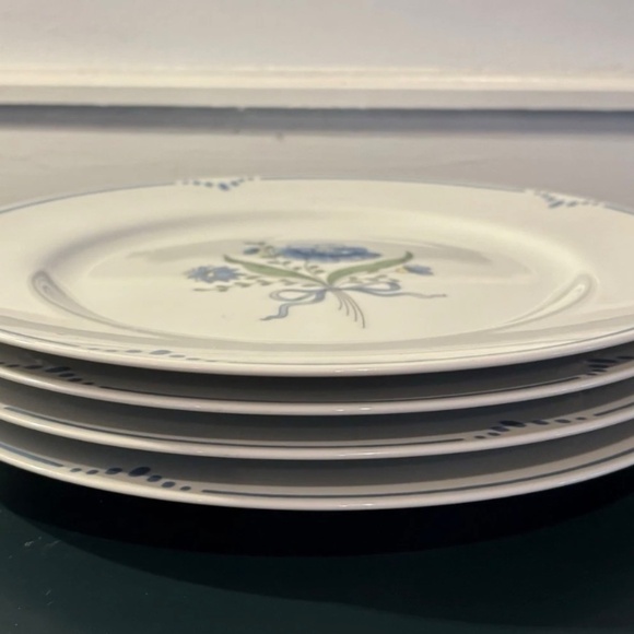 ‘Dijon’ Fitz & Floyd Blue Flower Dinner Plates (10.5in) Set 4 VTG Japan - Picture 5 of 6